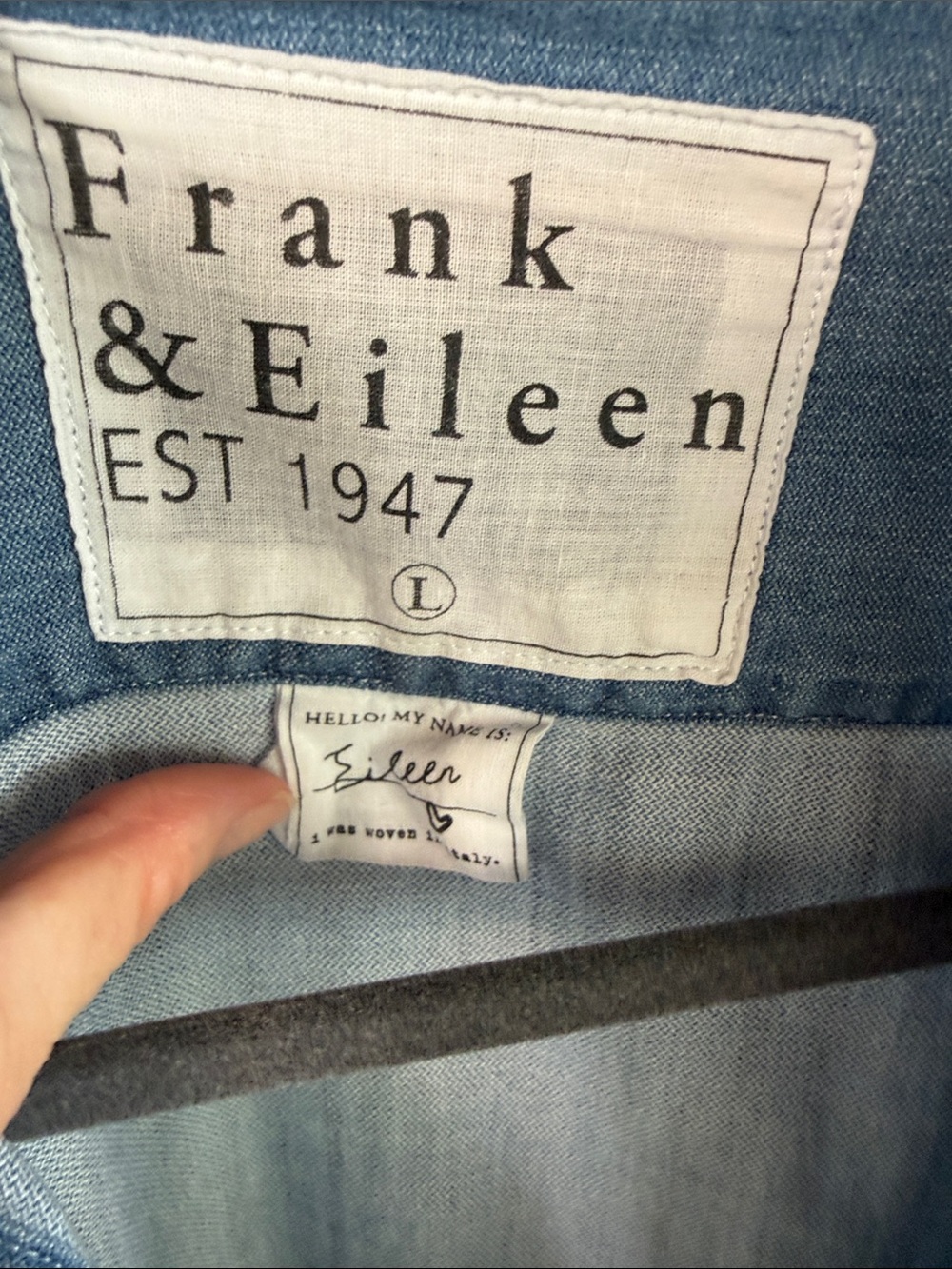 Retired Frank & Eileen distressed Eileen Denim Shirt - Picture 3 of 12